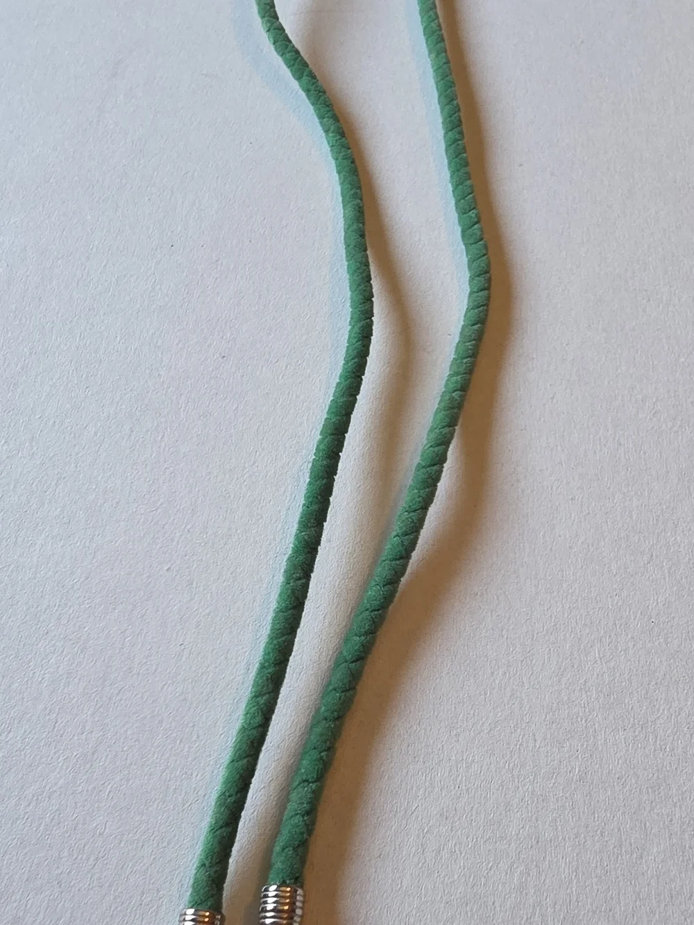Men's Braided Green Cord Tie with Silver Tips